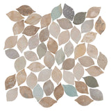 Mosaic Marble Tile Pebbles Leaves Series - Olive