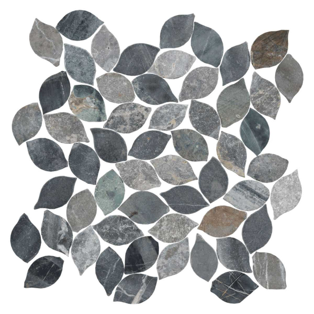 Mosaic Marble Tile Pebbles Leaves Series - Blue Atlas