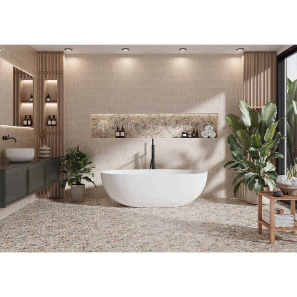 Mosaic Tile Pebbles Leaves Series - Olive