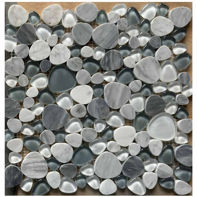 Mosaic Italian Marble and Glass in Pebble look - Deep Gray