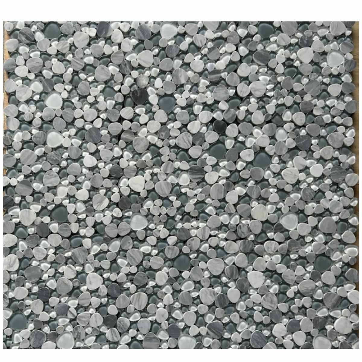 Mosaic Italian Marble and Glass in Pebble look - Deep Gray