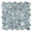Mosaic Calacatta Marble and Glass in Pebble look - Baby Blue