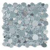 Mosaic Calacatta Marble and Glass in Pebble look - Baby Blue