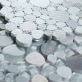 Mosaic Calacatta Marble and Glass in Pebble look - Baby Blue
