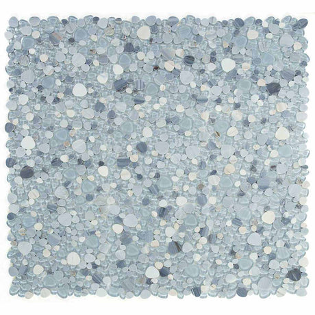 Mosaic Calacatta Marble and Glass in Pebble look - Baby Blue