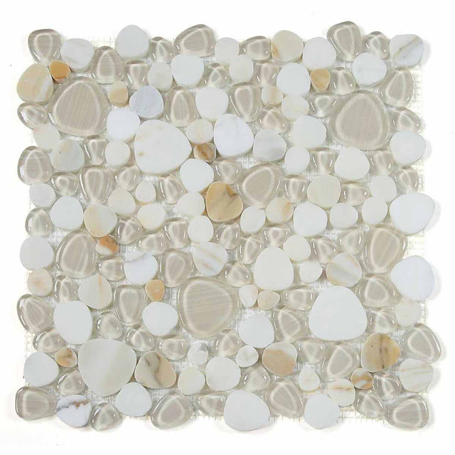 Mosaic Calacatta Marble and Glass in Pebble look - Gold