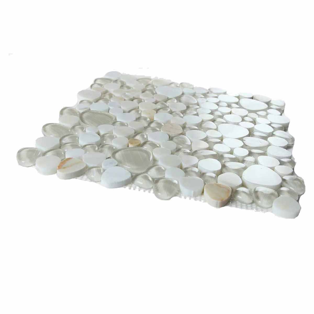 Mosaic Calacatta Marble and Glass in Pebble look - Gold