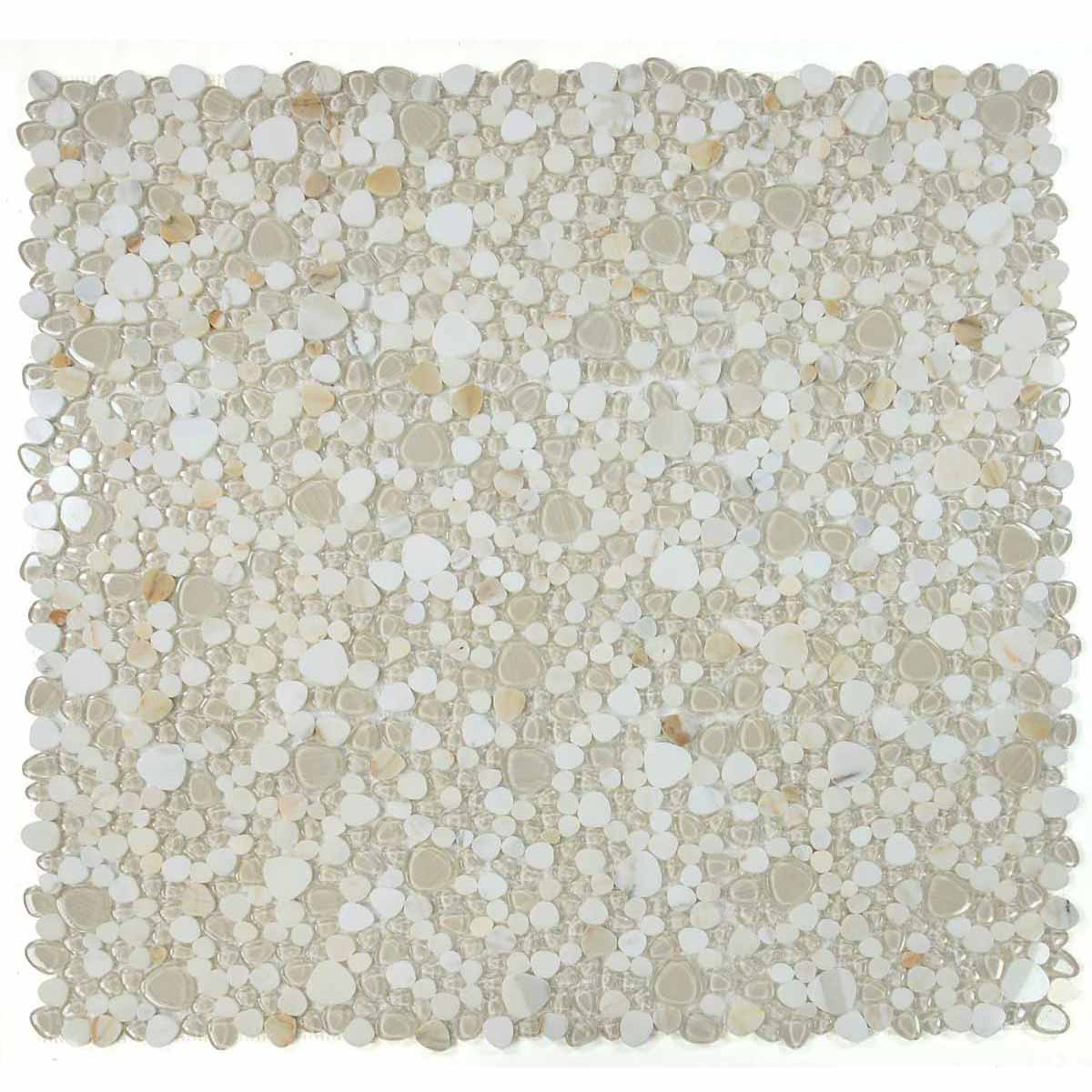 Mosaic Calacatta Marble and Glass in Pebble look - Gold