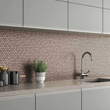 Mosaics Metal Tile Penny Round - Rose Gold Brushed