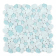 Mosaic Carrara Marble and Glass in Pebble look - Blue Sea