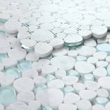 Mosaic Carrara Marble and Glass in Pebble look - Blue Sea