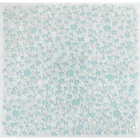 Mosaic Carrara Marble and Glass in Pebble look - Blue Sea
