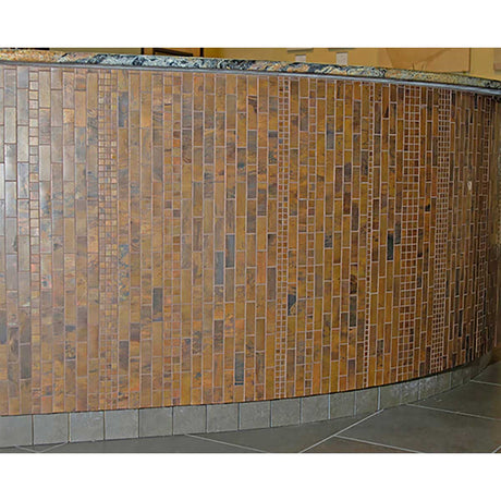 Antique Copper Metal Tile Backsplash installed on a wall