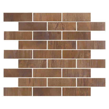 Copper Antique Metal Tile 1 1/4 x 4 Mosaic Sheet