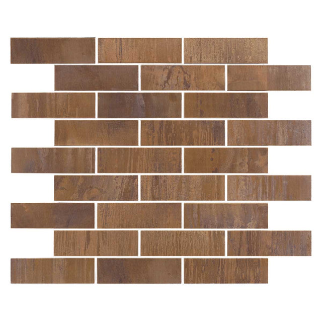 Copper Antique Metal Tile 1 1/4 x 4 Mosaic Sheet