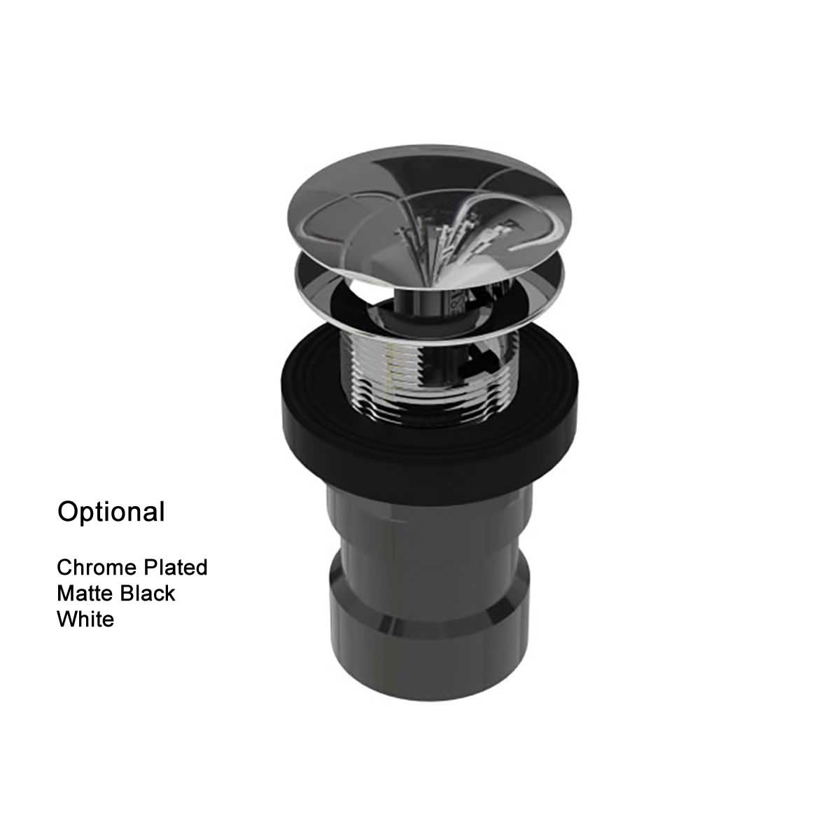 OS&B Clicker drain for freestanding bathtub with Polished White and Matte Black metal finish
