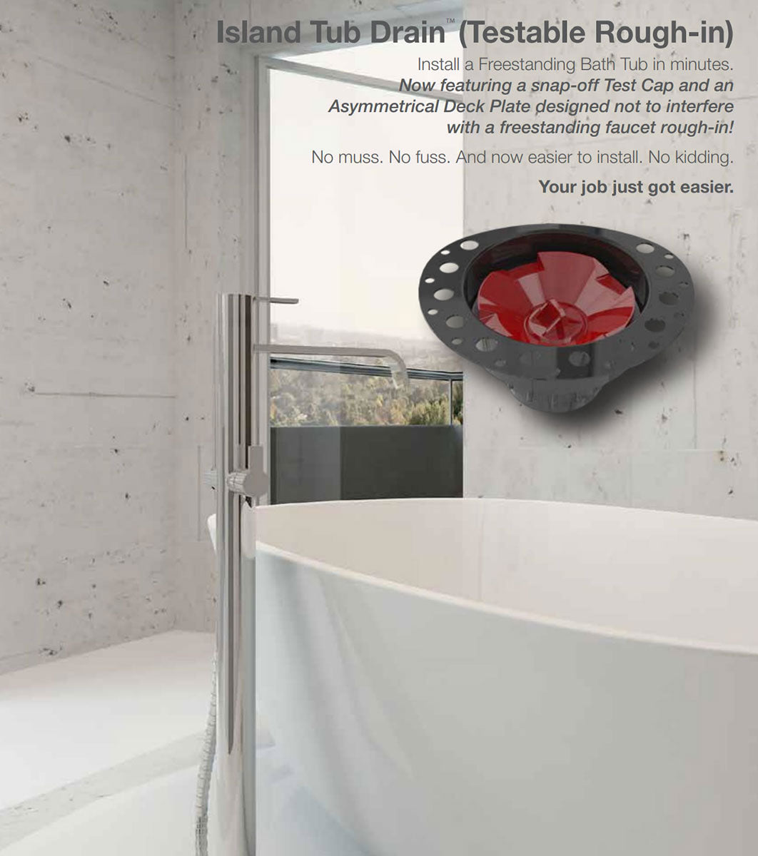 OSB freestanding tub drain rough-in with asymmetrical deck flange