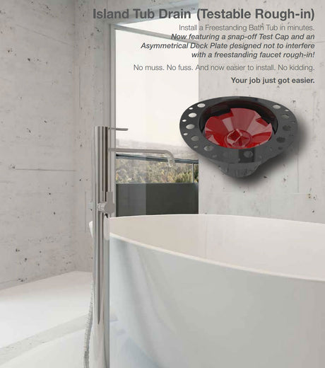 OSB freestanding tub drain rough-in with asymmetrical deck flange