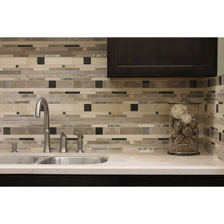 Waterfall Marble Metal Glass Mosaic Tile