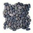 Botany Bay Black pebble stone mosaic tile sheet with natural river rock