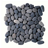 Botany Bay Black pebble stone mosaic tile sheet with natural river rock