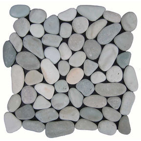 Botany Bay Sea Green pebble stone mosaic tile sheet with natural river rock