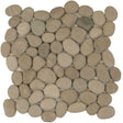 Botany Bay Khaki pebble stone mosaic tile sheet with natural river rock