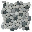 Botany Bay Shadow pebble stone mosaic tile sheet with natural river rock