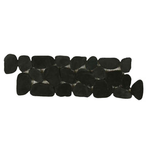 Botany Bay Stained Black sliced pebble border mosaic tile
