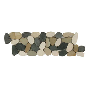 Botany Bay Blend sliced pebble border mosaic tile