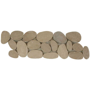 Botany Bay Khaki sliced pebble border mosaic tile