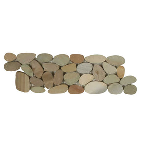 Botany Bay Olive sliced pebble border mosaic tile