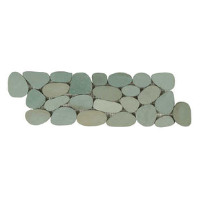 Botany Bay Sea Green sliced pebble border mosaic tile
