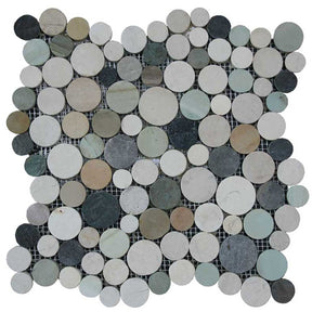 Botany Bay Blend stone coin river rock mosaic tile