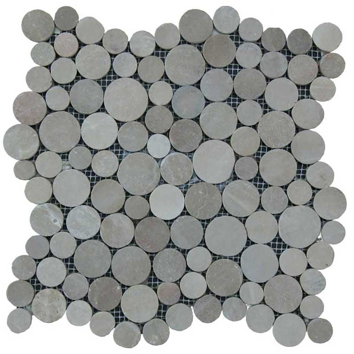 Botany Bay Khaki stone coin river rock mosaic tile