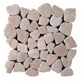 Botany Bay Beige Onyx pebble mosaic tile sheet with natural stone pebbles