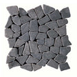 Botany Bay Lava Black pebble mosaic tile sheet with natural lava rock