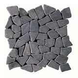 Botany Bay Lava Black pebble mosaic tile sheet with natural lava rock