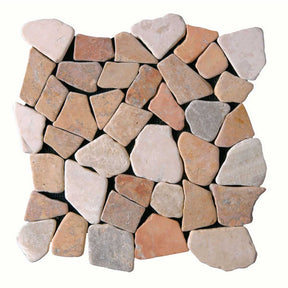 Botany Bay Mixed pebble stone mosaic tile sheet with river rock and onyx