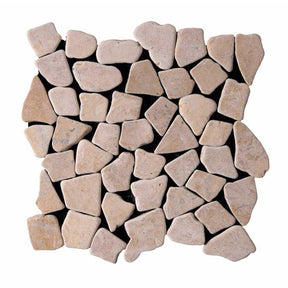 Botany Bay Tan pebble stone mosaic tile sheet with natural river rock
