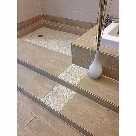 Natural stone sliced pebble tile for shower floors