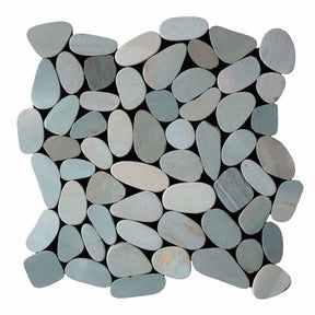 Sea Green Blend sliced pebble mosaic tile