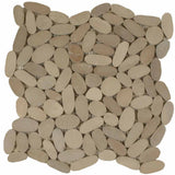 Khaki sliced pebble river rock mosaic tile