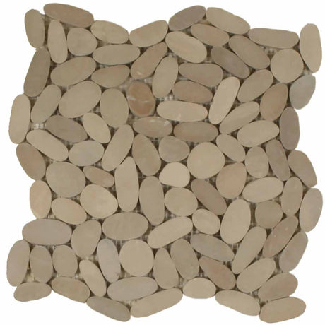 Khaki sliced pebble river rock mosaic tile