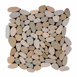 Olive Blend sliced pebble mosaic tile