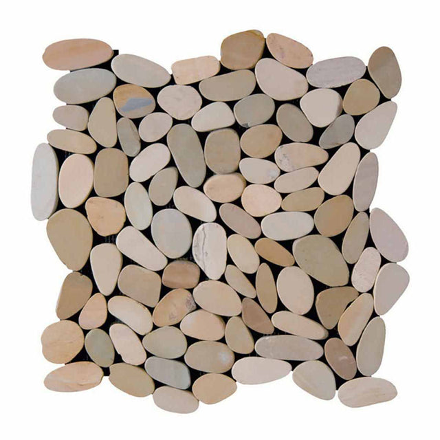 Olive Blend sliced pebble mosaic tile