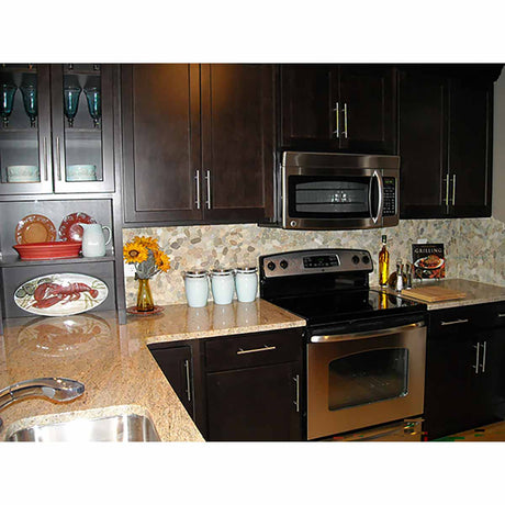 Decorative sliced pebble mosaic tile for feature walls