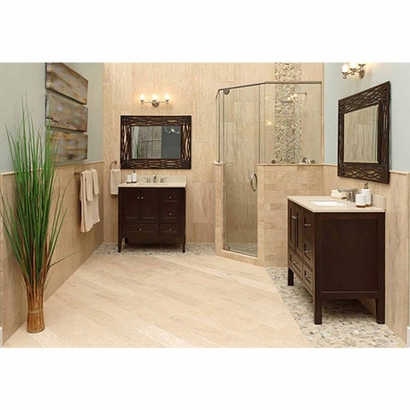 Olive Blend river rock tile for bathroom walls