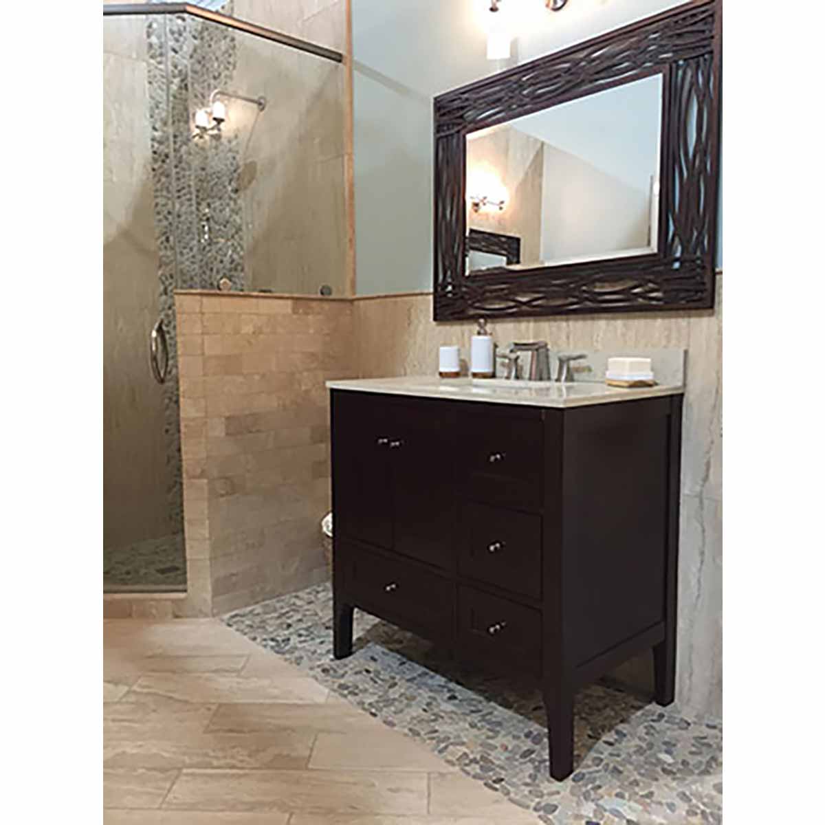Olive Blend river rock tile for Shower walls