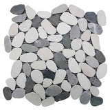 Shadow Blend sliced pebble mosaic tile